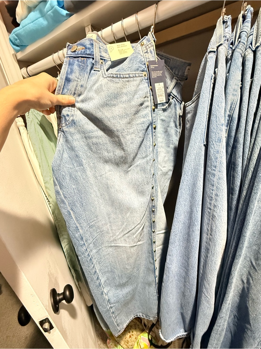 Light Wash Women's Denim Jeans with Gold Stud Detail
